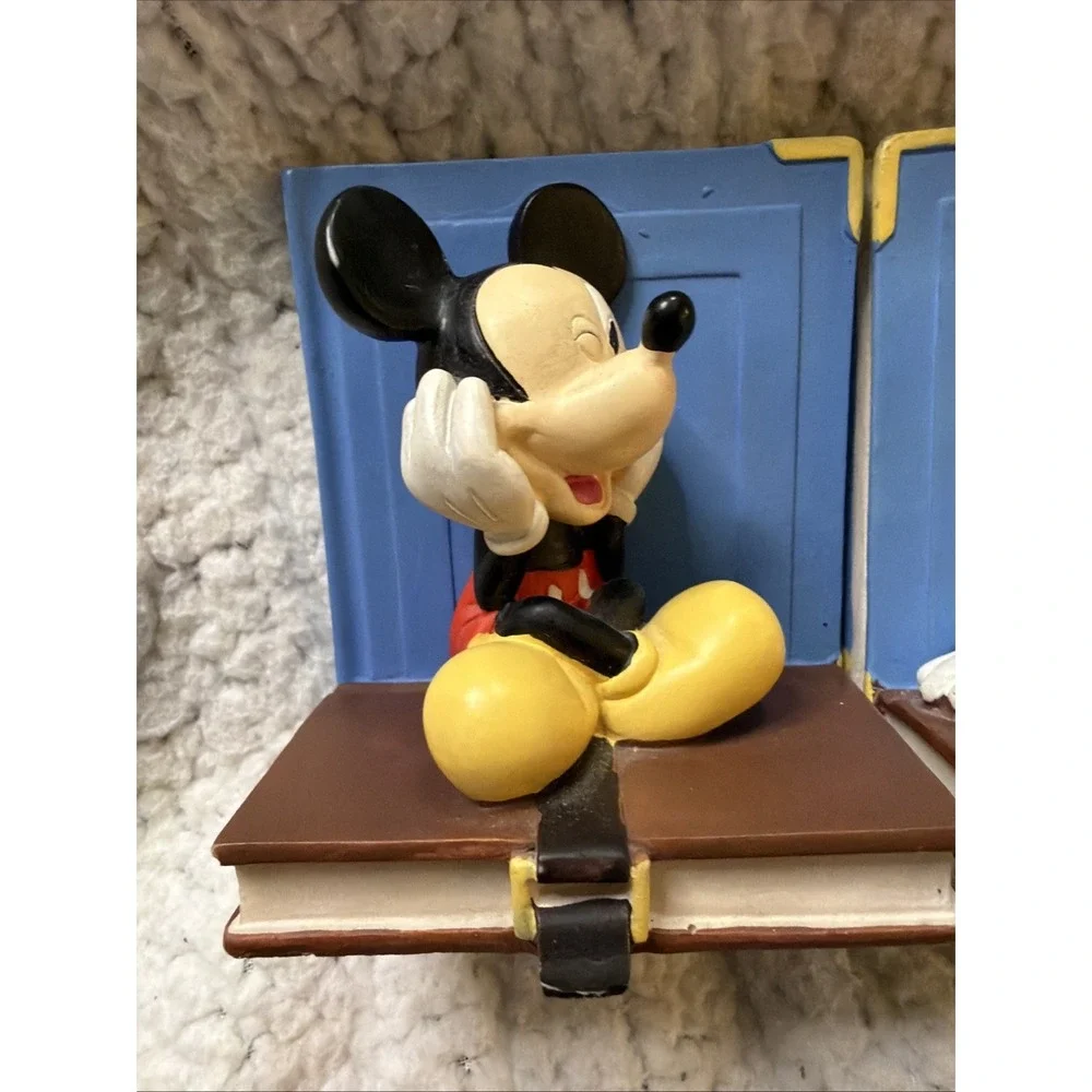 Vintage Mickey & Minnie Mouse Bookends Walt Disney Book Ends Straps Blue